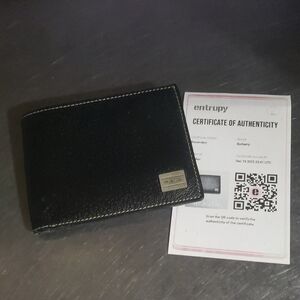 Burberry Black Leather Wallet with Metal Logo Plaque